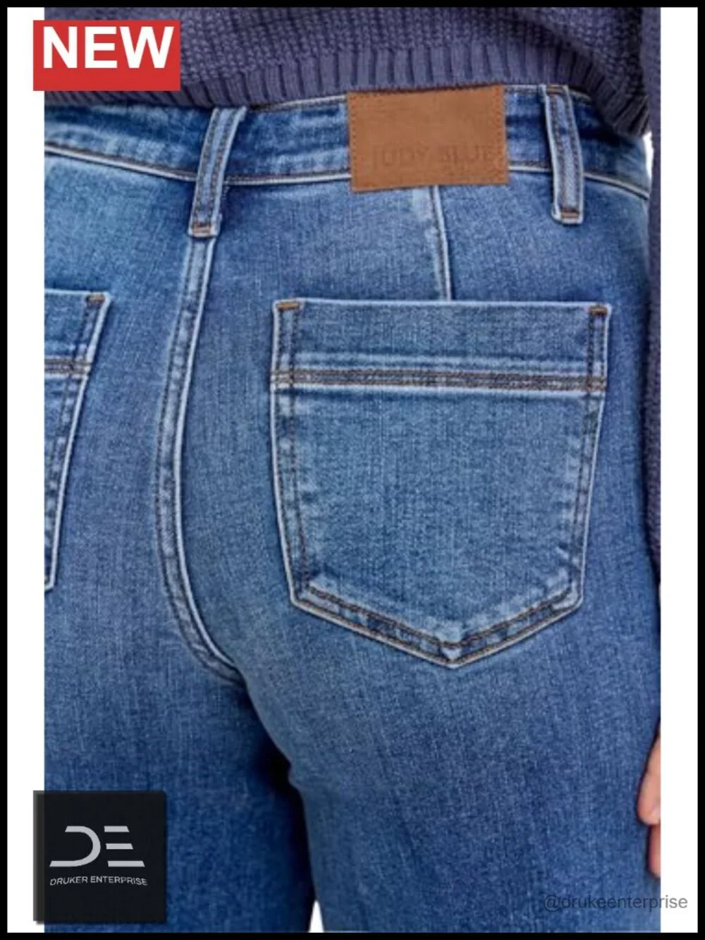 Mid Rise Trouser Style Wide Leg Jeans Stretch Denim 30 Inseam